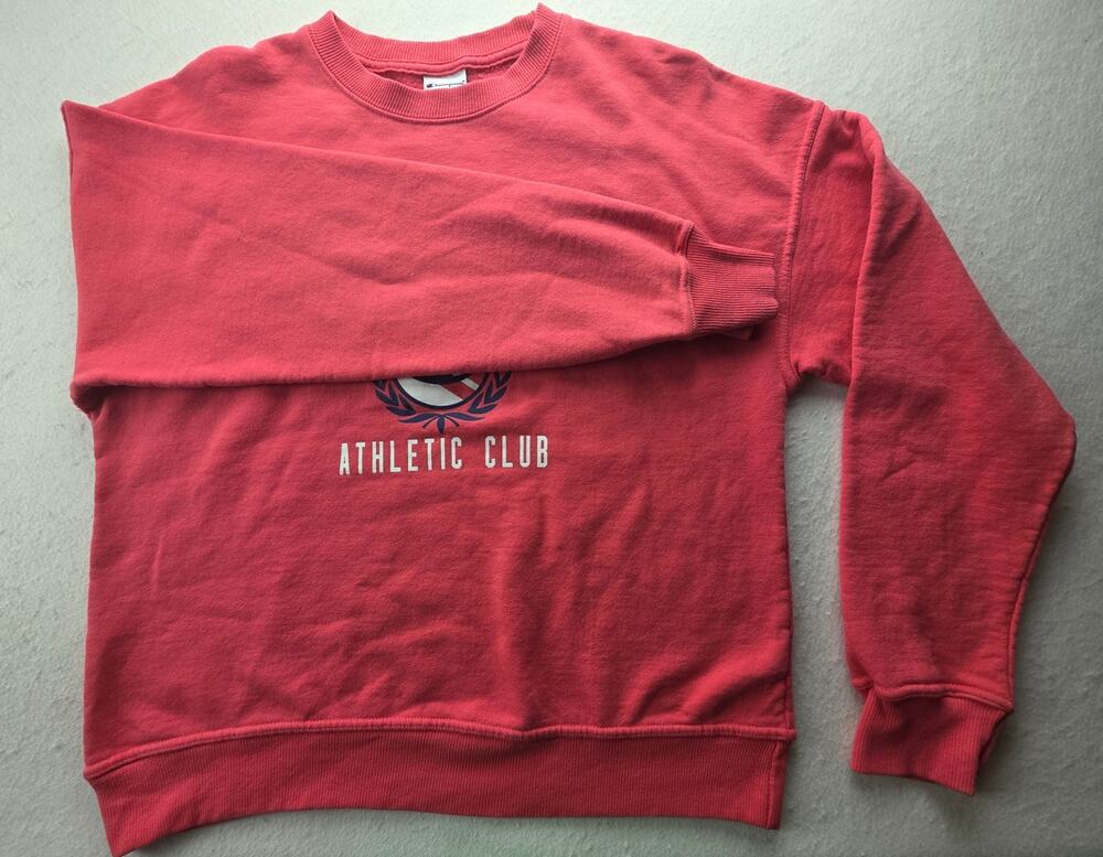 Champion Athletic Club Pink Crewneck Pullover Hoodie Size Small